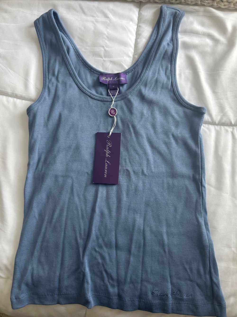 Ralph Lauren Light Blue Scoop Neck Rib Tank